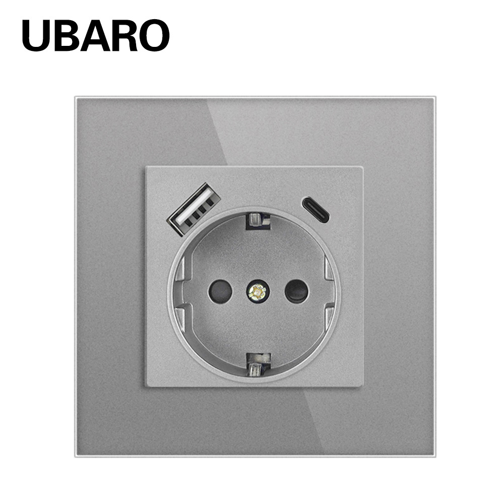 Cross-border 82 type USB socket tempered glass panel switch socket 5V2A concealed wall round box socket wholesale