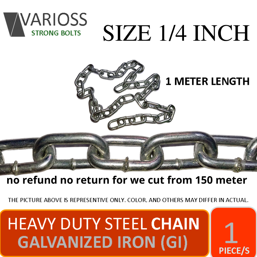 Heavy Duty Galvanized Steel Chain Size 1/4 inch 1 Meter length NO ...