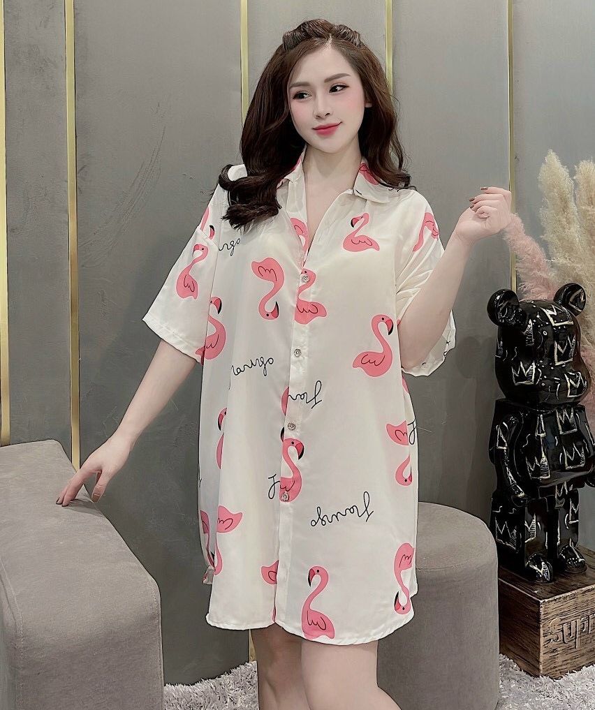 [HCM]Đầm váy ngủ sơmi lụa satin form suông freesize 40-65kg (nhiều mẫu)