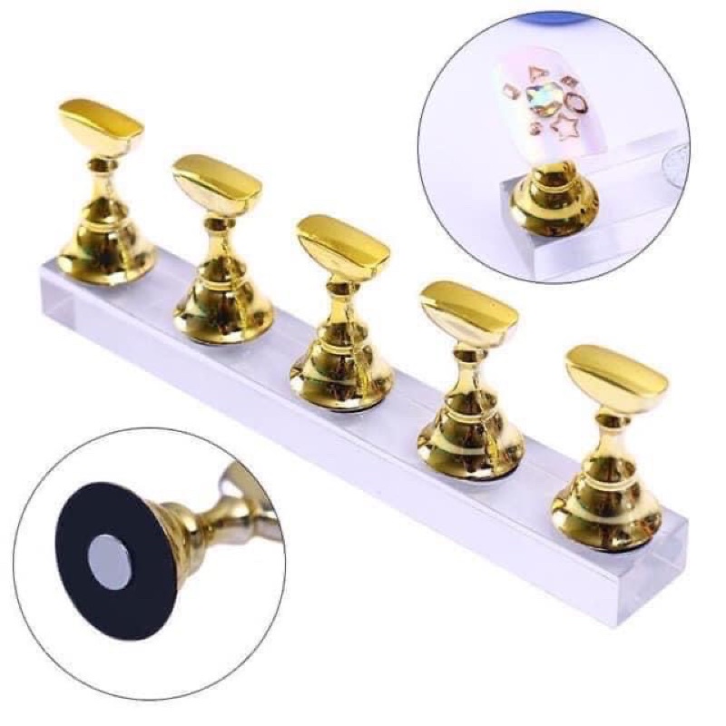 Đế gắn móng giả tập vẽ nail, đế nam châm gắn móng (Set 5 chiếc)