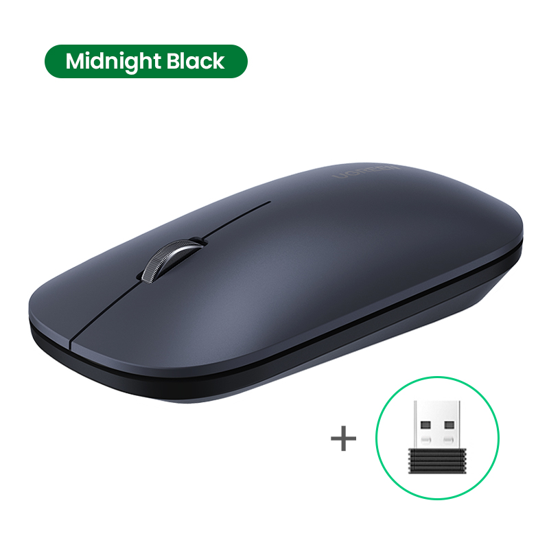 【2.4G】UGREEN MU001 Wireless Mouse 2.4G Silent Computer Mouse with USB Receiver, Ultra Slim Optical Cordless Wireless Mouse, 4000 DPI, Small Flat Portable Mice for PC, Laptop, Computer, Chromebook, MacBook Model:90372