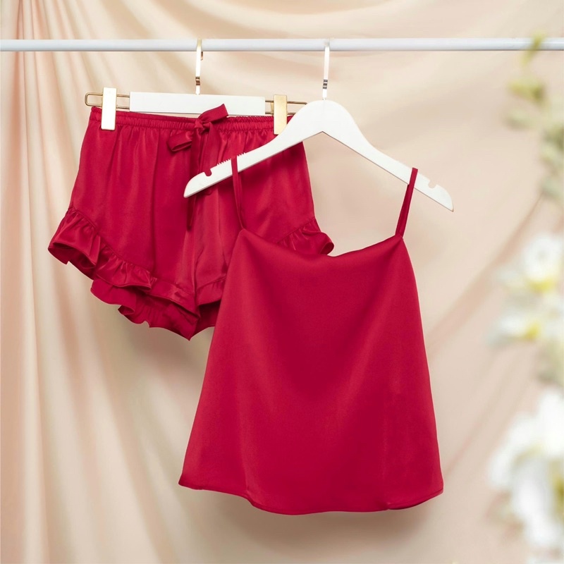 Đồ ngủ sexy mặc nhà, bộ lụa hai dây cao cấp B06