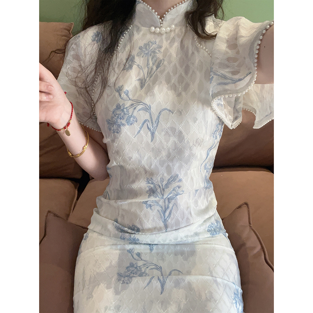 Chinese-style improved cheongsam 2023 spring and summer new retro Republic of China style long elegant dress for women