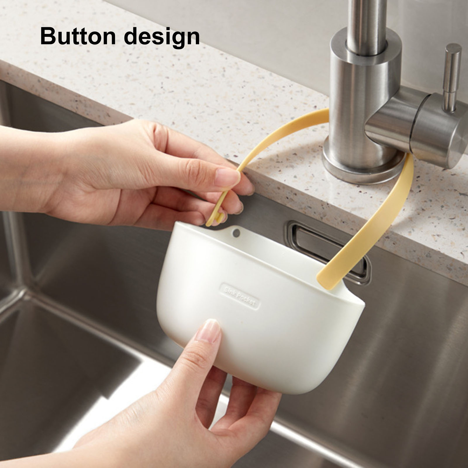 Non-deformable Sink Strainer Drain Basket for Kitchen Sink Kitchen Sponge Drain Holder Durable Sink Drain Bag with Easy Installation Hollow Design for Home
