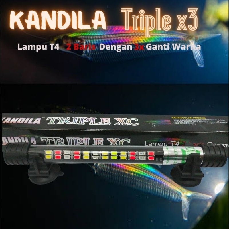 Lampu LED Celup Aquarium Aquascape KANDILA TRIPLE XC 40 3X GANTI WARNA