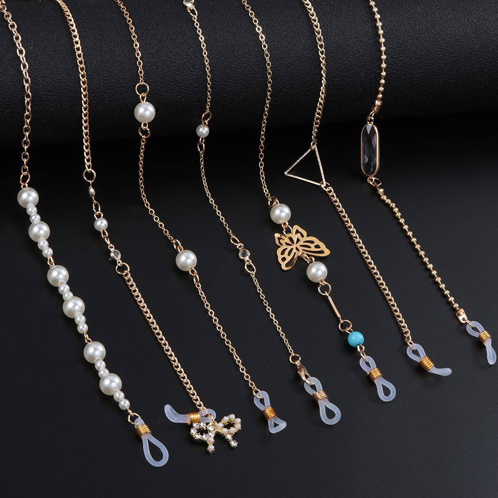 Metal Pearl Beaded Glasses Lanyard Strap Glasses Chains Sunglasses