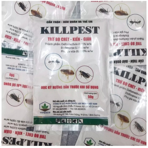Thuốc diệt kiến, gián, bọ chét , côn trùng- killpest 50gram