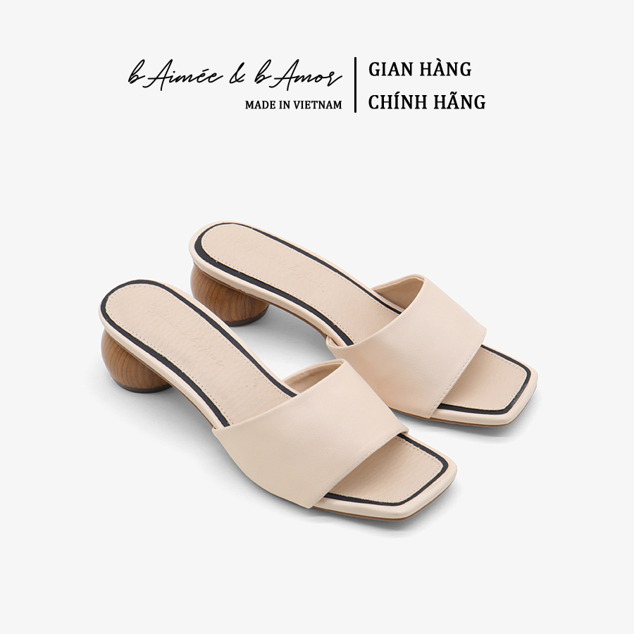 Guốc nữ 3 phân quai ngang dáng sandal cao gót mules gót tròn 3p mũi vuông thời trang công sở bAimée & bAmor - MS1763