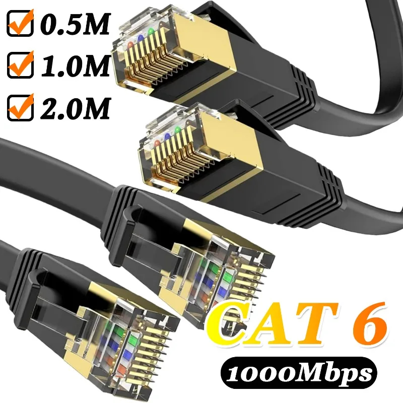 Cat 6 Flat cáp mạng RJ45 Cat6 Ethernet dây dẹt LAN 1000Mbps tốc độ cao Ethernet đường chạm Xoắn bắt chéo vá dây kết nối