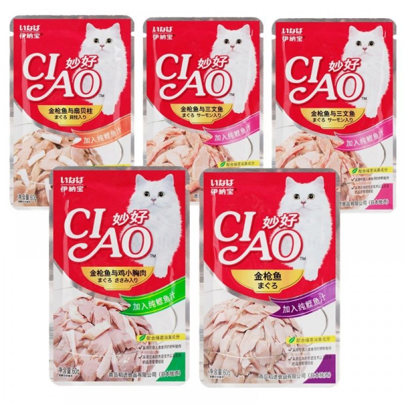 Pate cho mèo Ciao đủ vị, Pate Ciao cho mèo túi 60gr , Pate Thưởng Cho Mèo Nhiều Vị Thơm Ngon
