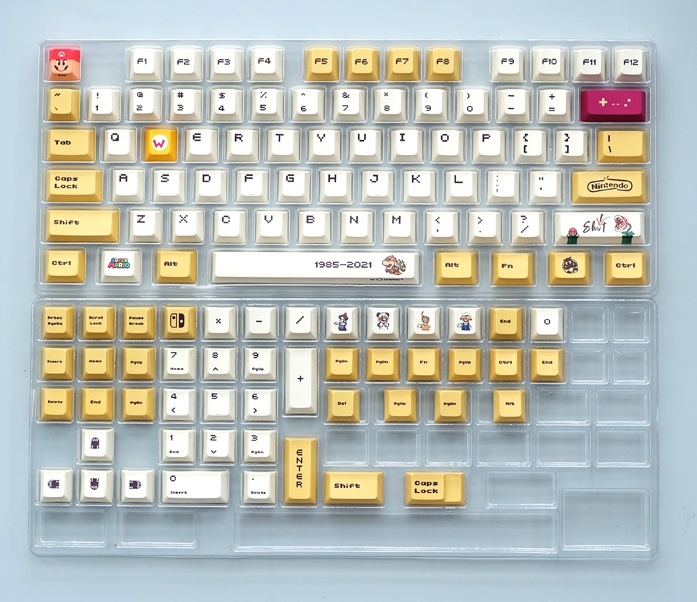 Keycap PBT Mario Cherry profile nút thay thế trên bàn phím cơ phù hợp nhiều layout bàn phím cơ bản
