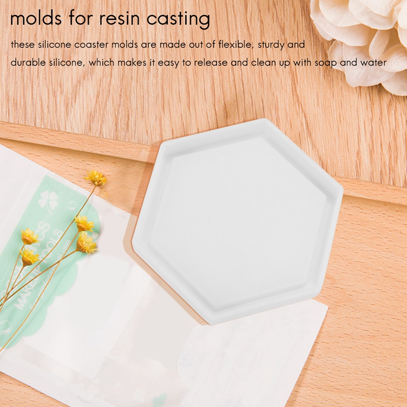 8 Pack Hexagon Silicone Coaster Molds Silicone Resin Mold, Epoxy