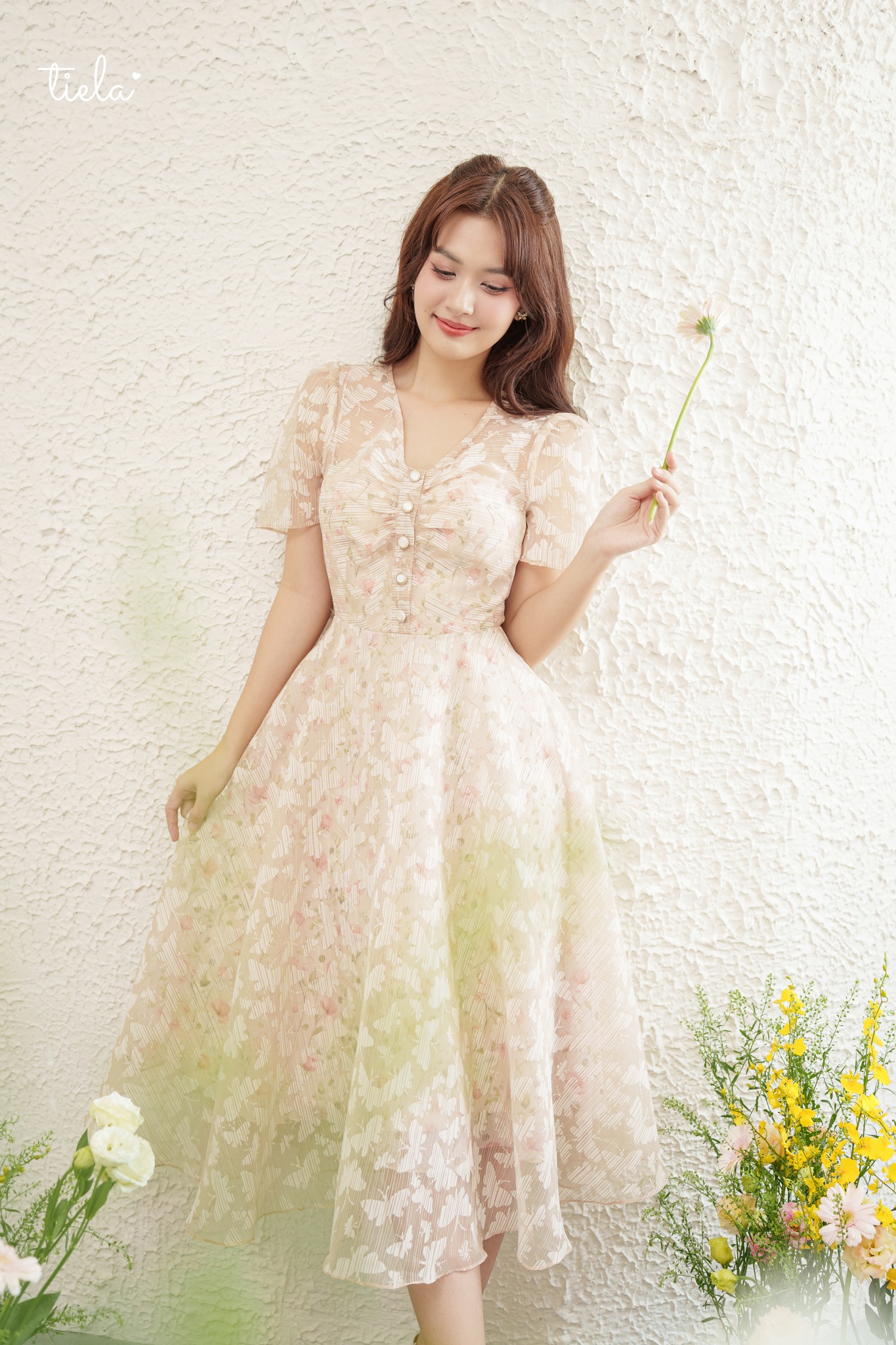 Tiela đầm váy hoa cổ tim-helga dress