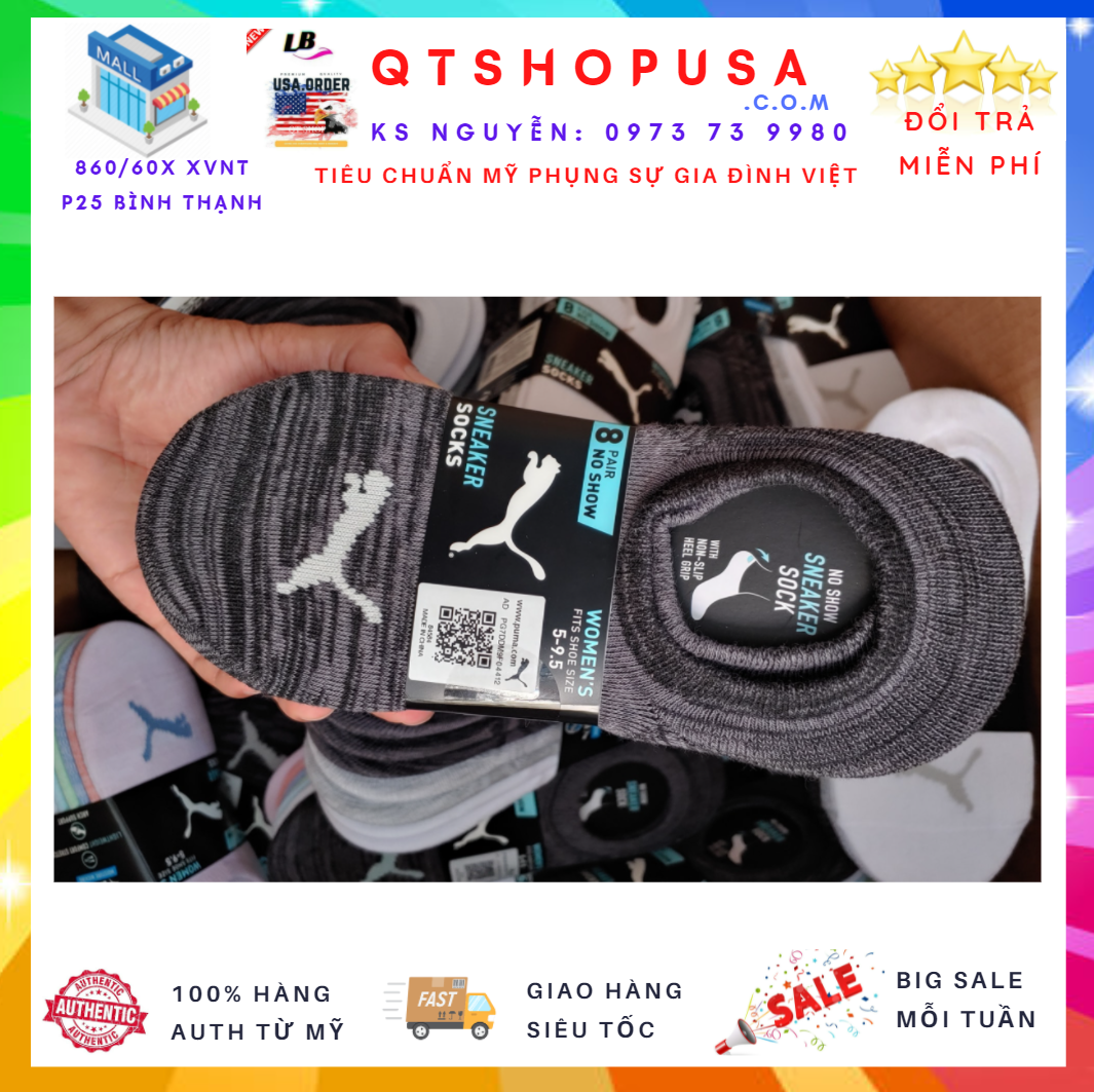 Set 8 đôi vớ/tất puma nữ cổ thấp