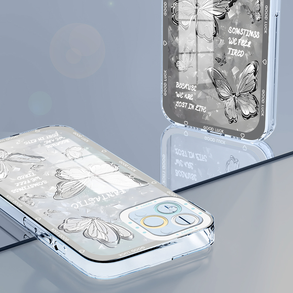 Hontinga for Infinix Zero 20 Back Cover Crystal Butterflies Camera Protection Transparent TPU Soft Phone Case. 