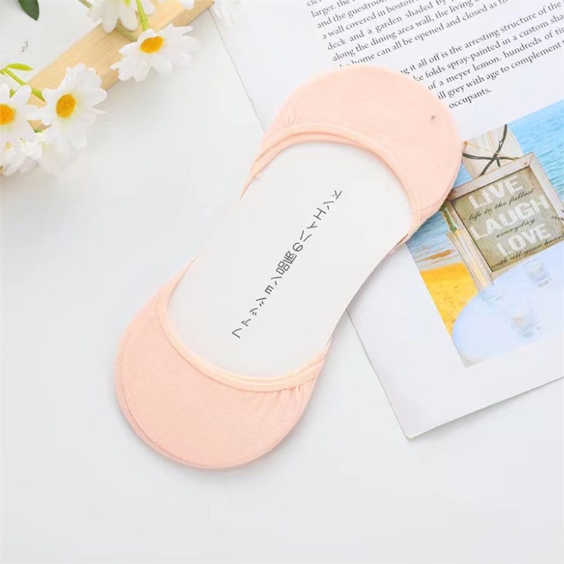 Ecmln phụ nữ cotton thuyền tất silicon chống trơn trượt dẹt giày cao gót vô hình tất