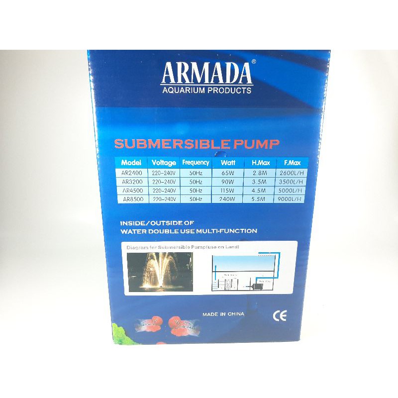 Pompa air mancur kolam Hidroponik ARMADA AR 3200 Submersible pump