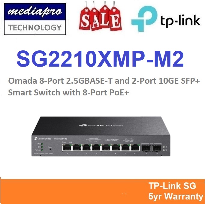 TP-LINK SG2210XMP-M2 Omada 8-port 2.5GBASE-T and 2-port 10GE SFP+
