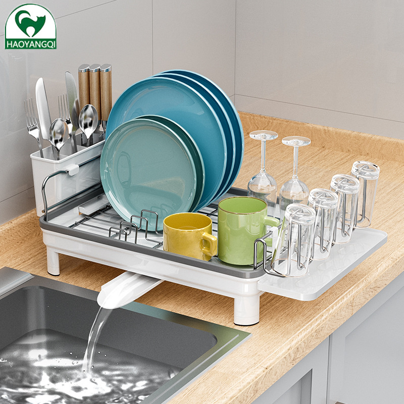 Kitchen 304 stainless steel dish draining household tableware drain basket tableware storage rack save space