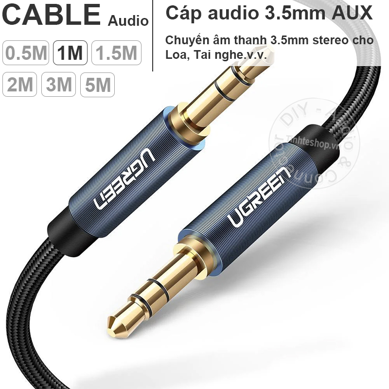 Audio cable 3.5mm aux 24k gold 0.5m to 5m ugreen av112