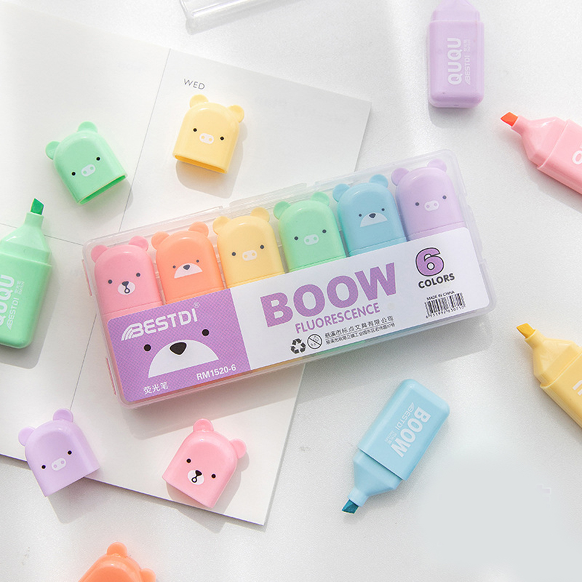 【COOL】 4-6Pcs Kawaii Mini Bear Highlighter Pen Set Cute Funny ...