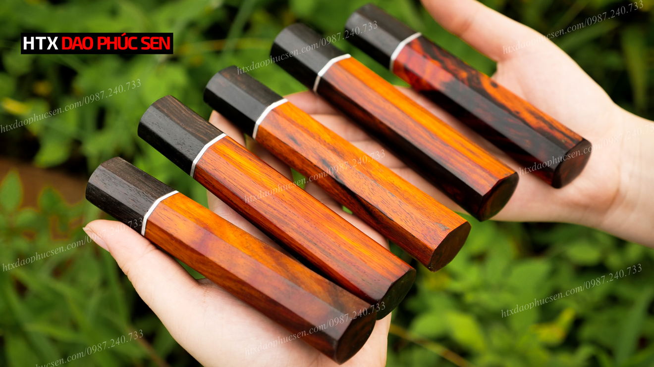 Cán dao Nhật bát giác gỗ Mun,  Trắc - CN08