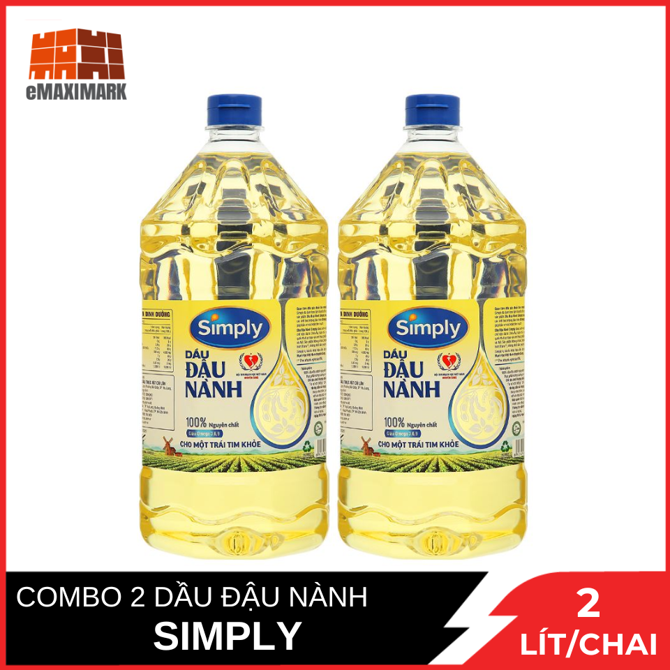 Combo 2 dầu ăn đậu nành simply chai 2l