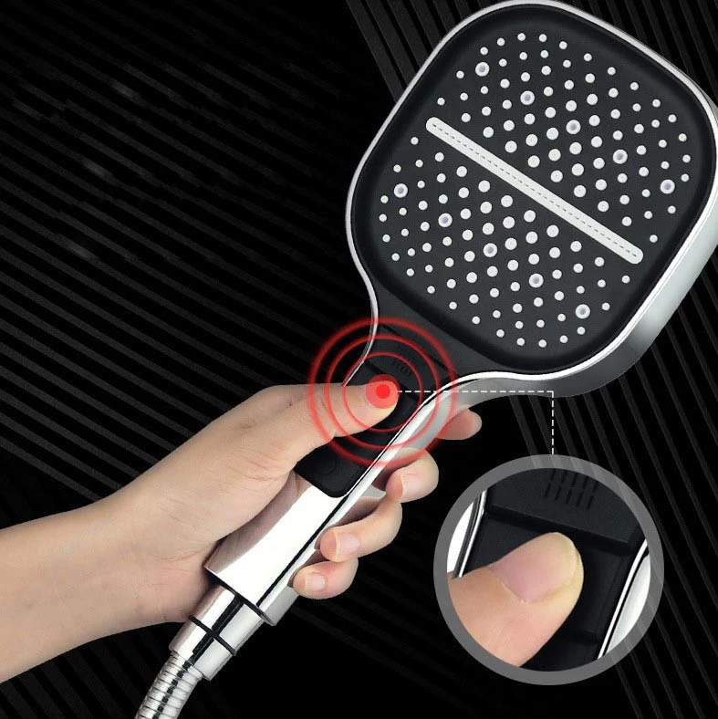 Đen Mới Đầu vòi sen lượng mưa tiết kiệm nước áp lực cao 7 chế độ điều chỉnh một nút bấm nút dừng cho phòng tắm phụ