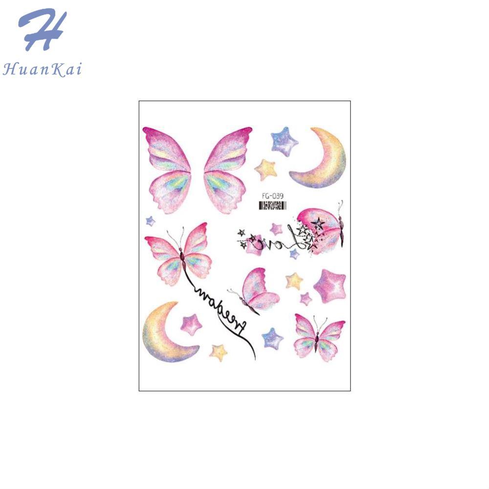 HK 1PC Waterproof Pink Butterfly Tattoo Sticker Dream Collection Wing Butterfly Pink Face Tattoo Sticker Summer Party