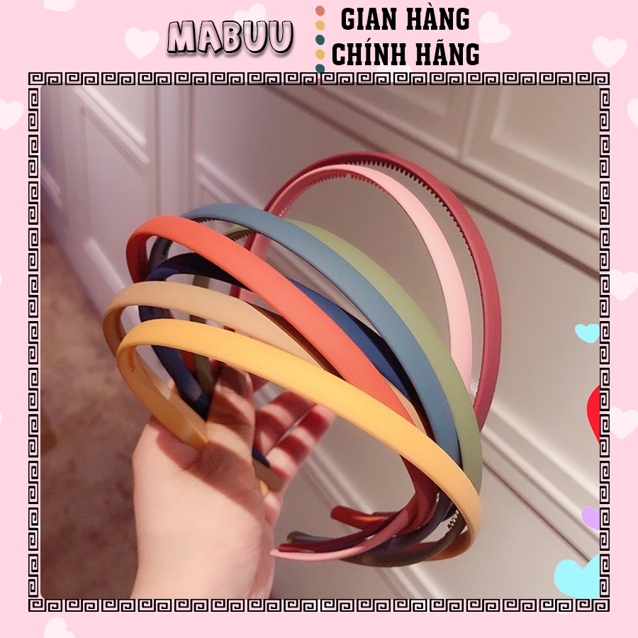 Bờm cài tóc trơn satin bản nhỏ đơn giản dễ thương