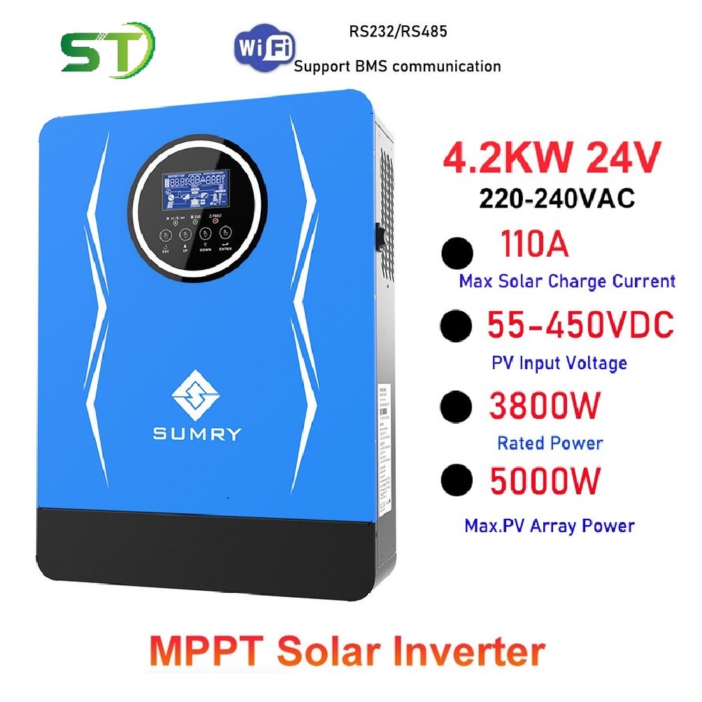 Bộ đổi điện đa dụng 3800w 24v điện áp pv 55v - 450v sạc mppt 80a - sp-4200-4200va/3800w