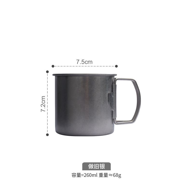 304 stainless steel 260ml camping portable cup Outdoor water cup Coffee beer cup Foldable handle cup