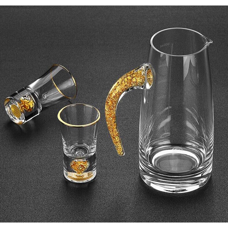 Bộ Ly rượu Pha Lê Vàng Lá 24K