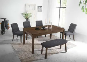 Furniture Amart Stylish Modern Dining Set Table Chair Grey Walnut Furniture Amart Stylish Modern Dining
