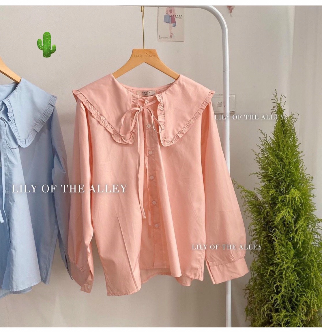 áo sơ mi nữ cổ sen bèo xinh tiểu thư chất kate mềm pc