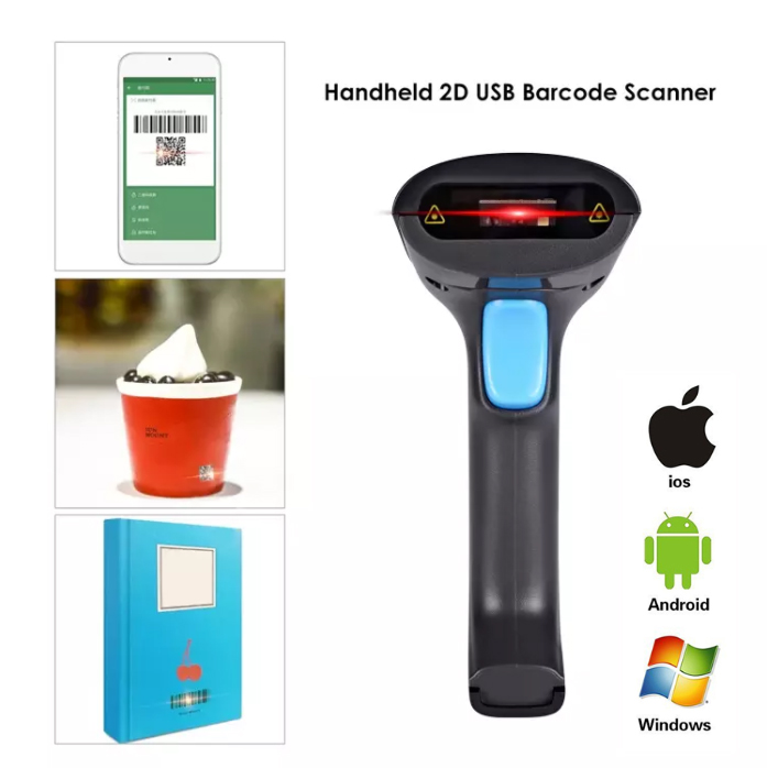 Máy quét mã vạch Bluetooth YHD 6200DB 2D, Máy đọc mã vạch Barcode(1D) Qrcode(2D) kết nối Bluetooth/ USB/ Có dây, Đầu đọc mã vạch 1D 2D dùng trên Điện thoại, Ipad, Máy tính, Laptop