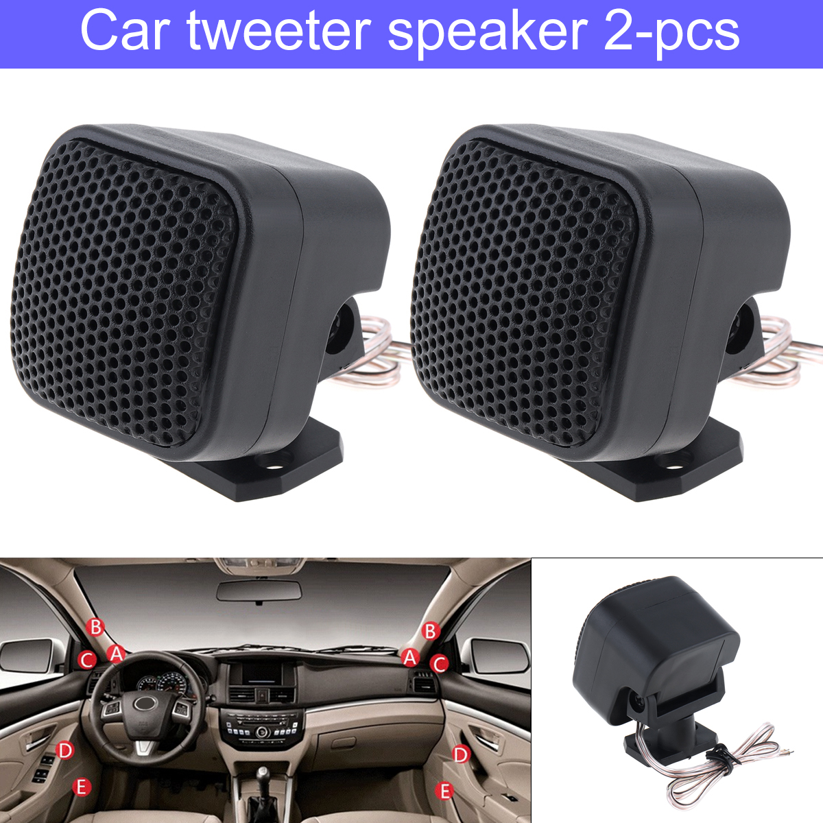 2pcs 500W High Efficiency Mini Dome Tweeter Speakers for Car Audio System