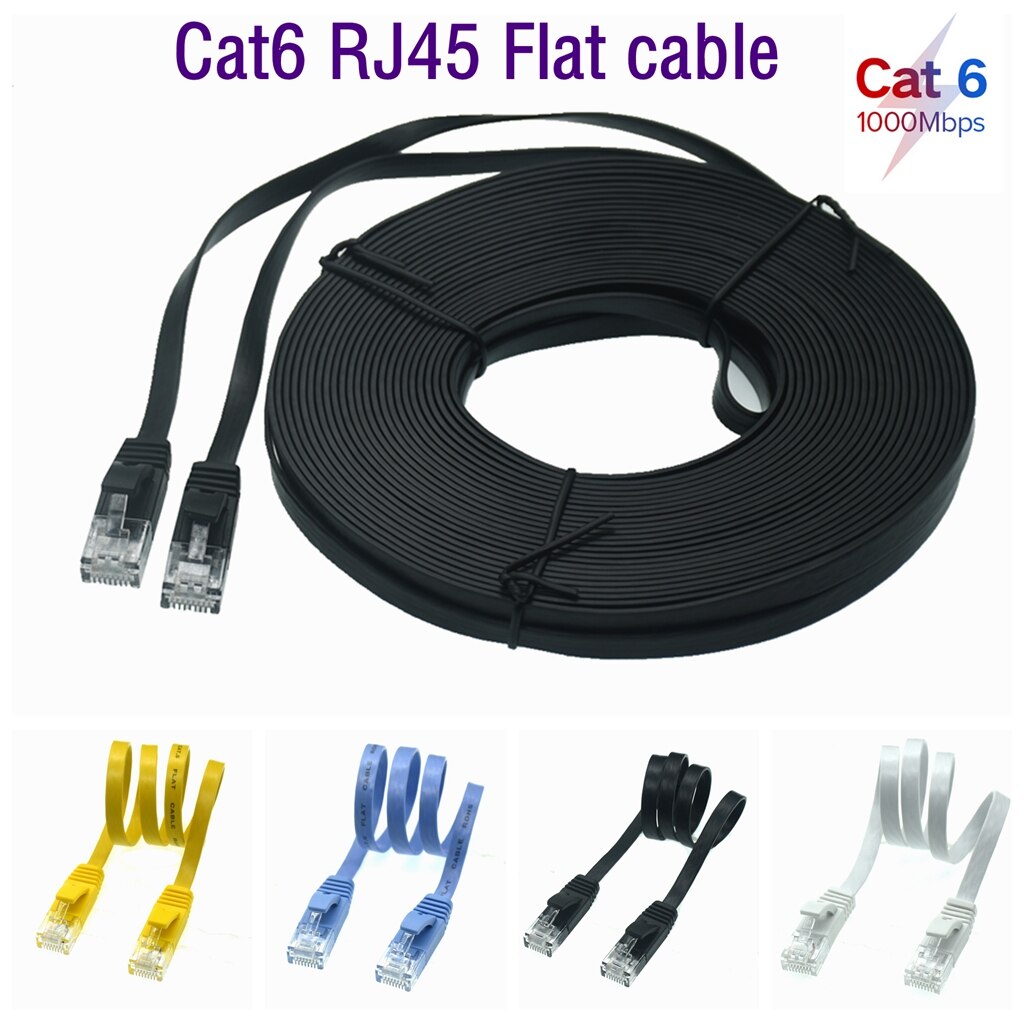 0.2M 0.5M 1M 3M 5M-30M CAT6 Flat Ethernet Cable RJ45 Patch LAN CAT 6 Network 32AWG Cable For Computer Router Laptop Machine Room