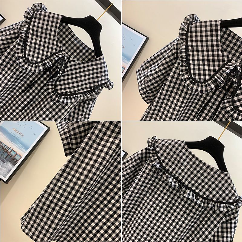 (47-90 KG) ÁO CARO ĐEN CỔ BÈO, CHẤT SILK COTTON MÁT, FORM BASIC DỄ MẶC, CHE KHUYẾT ĐIỂM TỐT