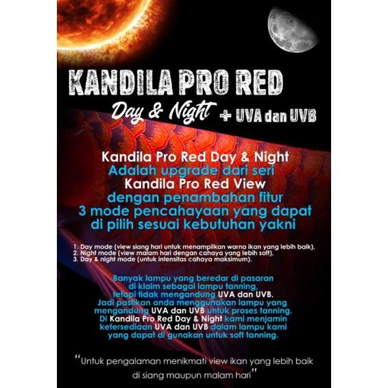 Lampu Led Tanning Aquarium Aquascape Kandila Pro Red Day & Night + UVA dan UVB 800,1000,1200