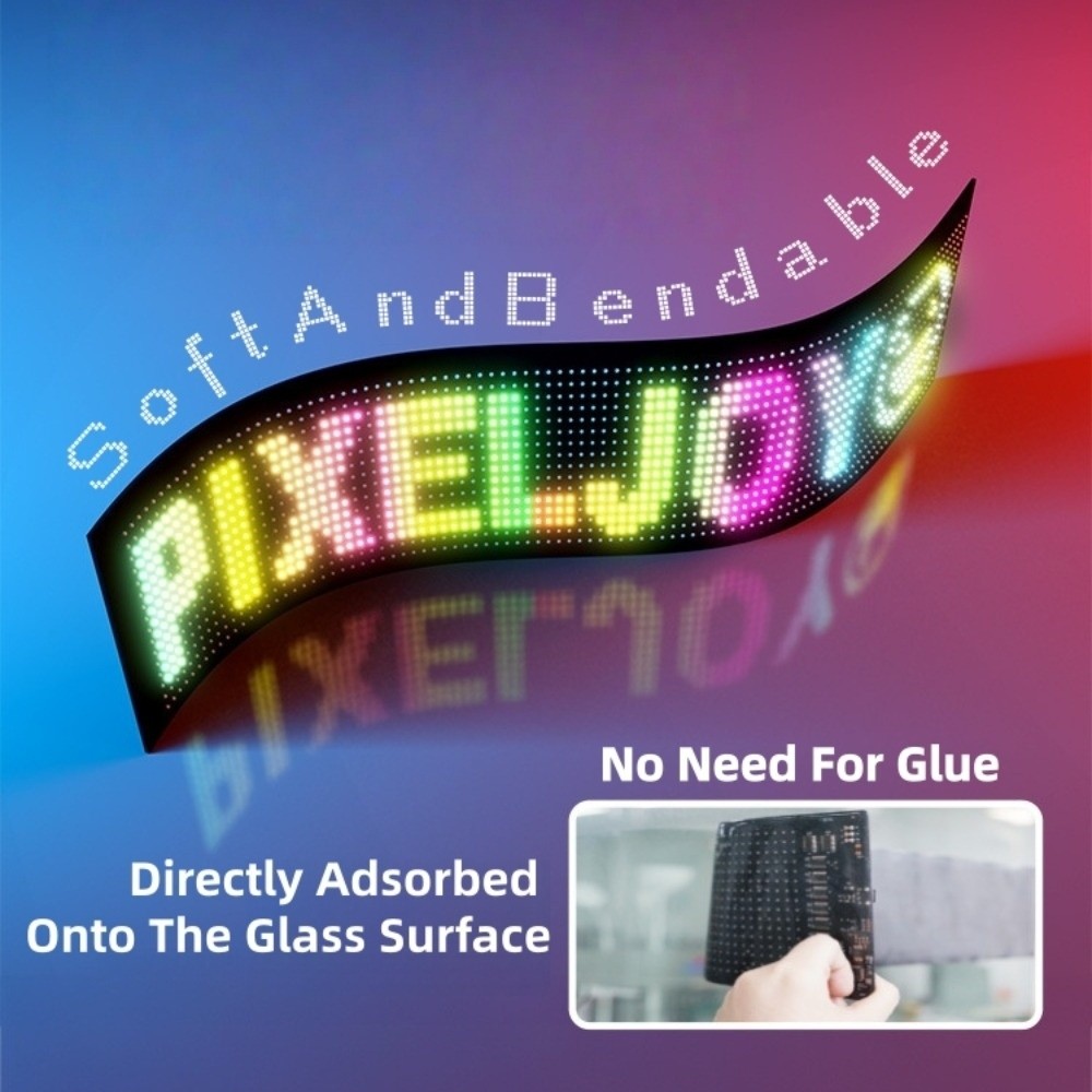 Powered Programmable Bluetooth Control Car Ambient Light Flexible Strip with Remote Control Matrix Pixel Panel RGB LED Cyberpunk Car Scrolling Sign Car Display. 