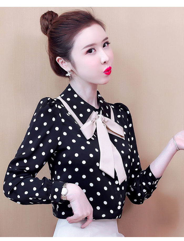 Áo sơ mi công sở cổ kết nơ chấm bi điệu đà hàng chuyển chọn beyeu1688 by3351c