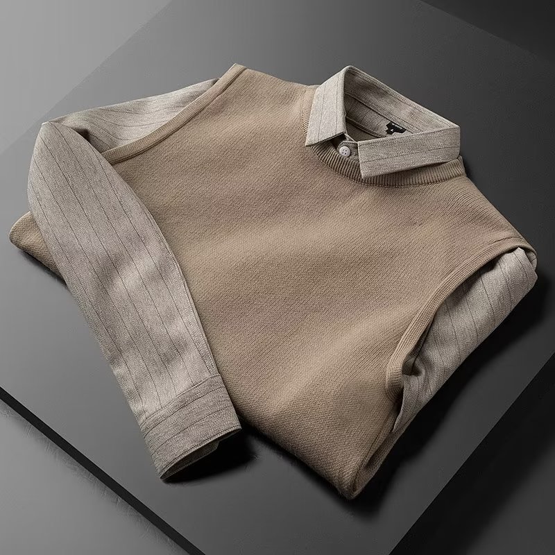 EERSHENSHI Men's jersey long sleeve shirt pullover bottoming knitted sweater
