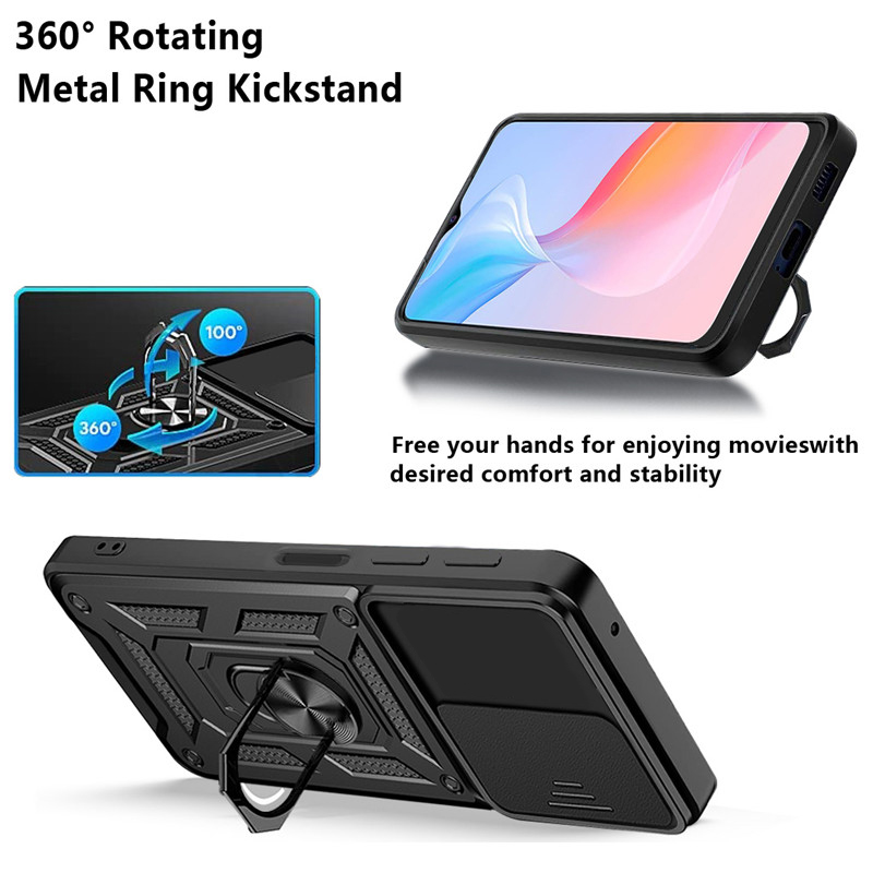 For Xiaomi Poco M6 case Armor Ring Case Cover Car Holder Shockproof Camera Protection For Xiaomi Poco M6 4G Back Cover Phone Cases.