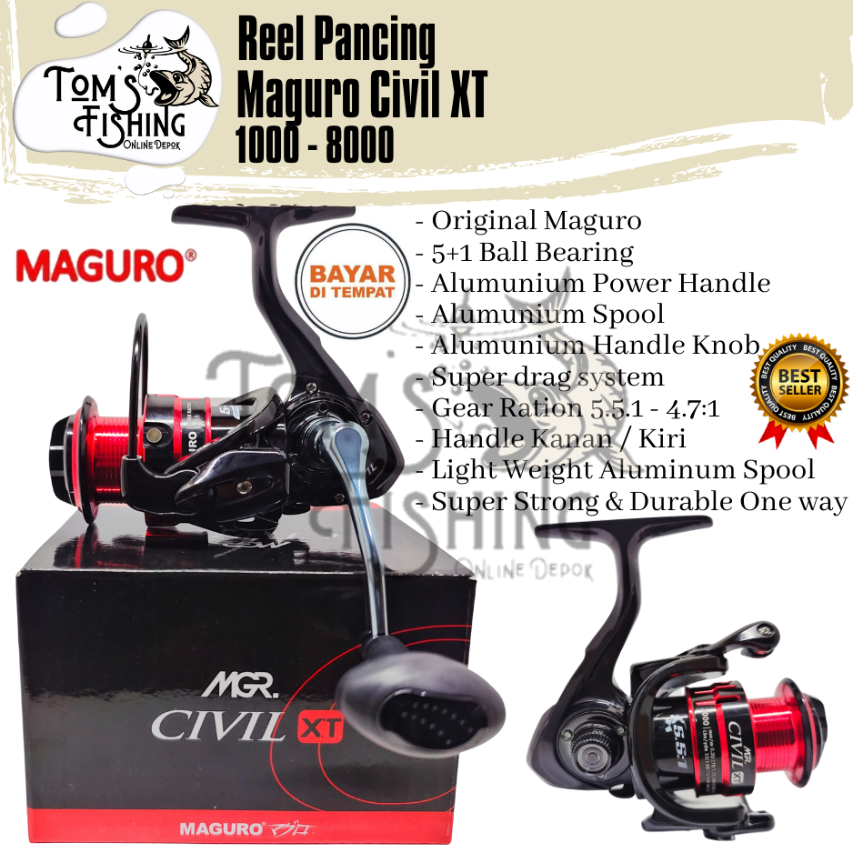 Reel Pancing Maguro Civil XT 1000 - 8000 ( 5+1 Bearing ) Power