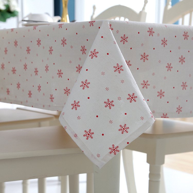 Đơn giản bông tuyết màu Đỏ Khăn trải bàn giáng sinh, trang trí ngày lễ, polyester cotton in Bàn trà Khăn trải bàn, khăn trải bàn ăn 140*300cm kích thước, 4/6/8 ghế Khăn trải bàn, khăn trải bàn cho các bên