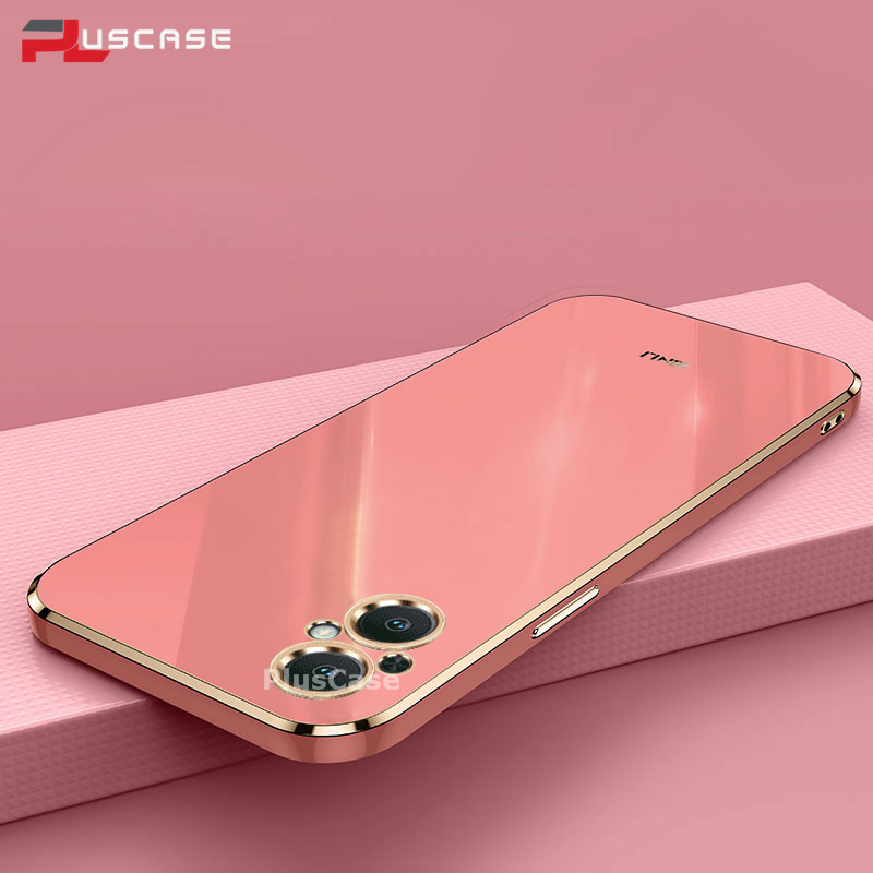 Pluscase for oppo reno7 z 5g reno8 z 5g 6d plating soft case lens protector square frame silicone glossy shockproof phone back cover