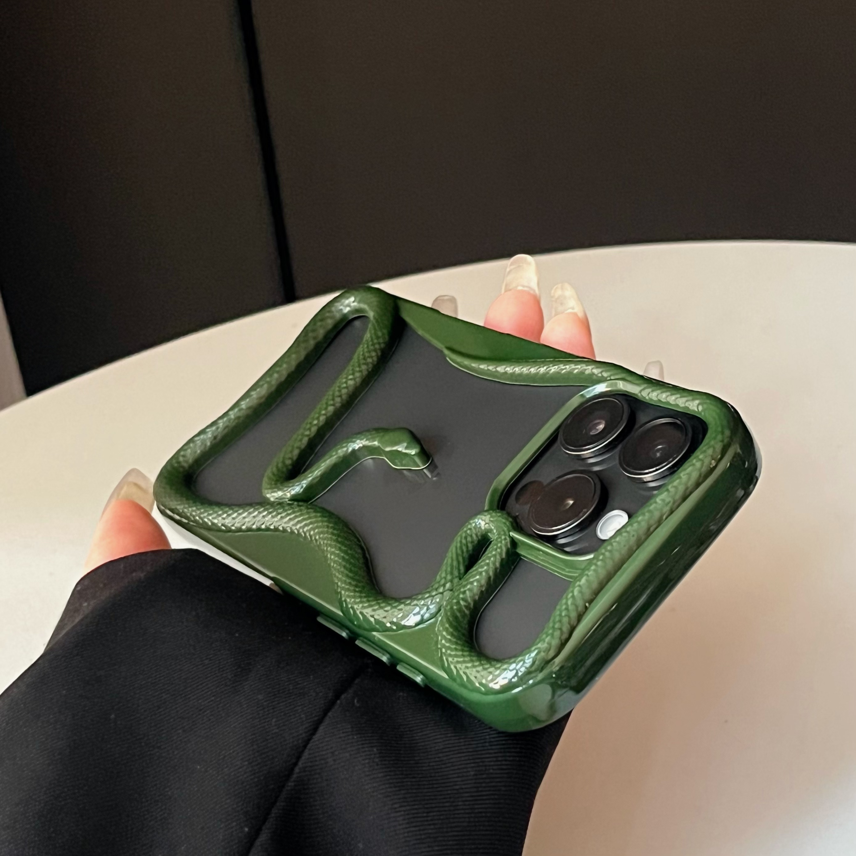 Sroof%20Case%20For%20iPhone%2011%2012%2013%2014%2015%2016%20Pro%20Max%2014%2015%2016%20Plus%20New%20electroplated%20Guangze%20Medusa%20dark%20green%20and%20wine%20red%20hollow%20snake%20Phone%20Case%20Back%20Cover%20-%20Image%207