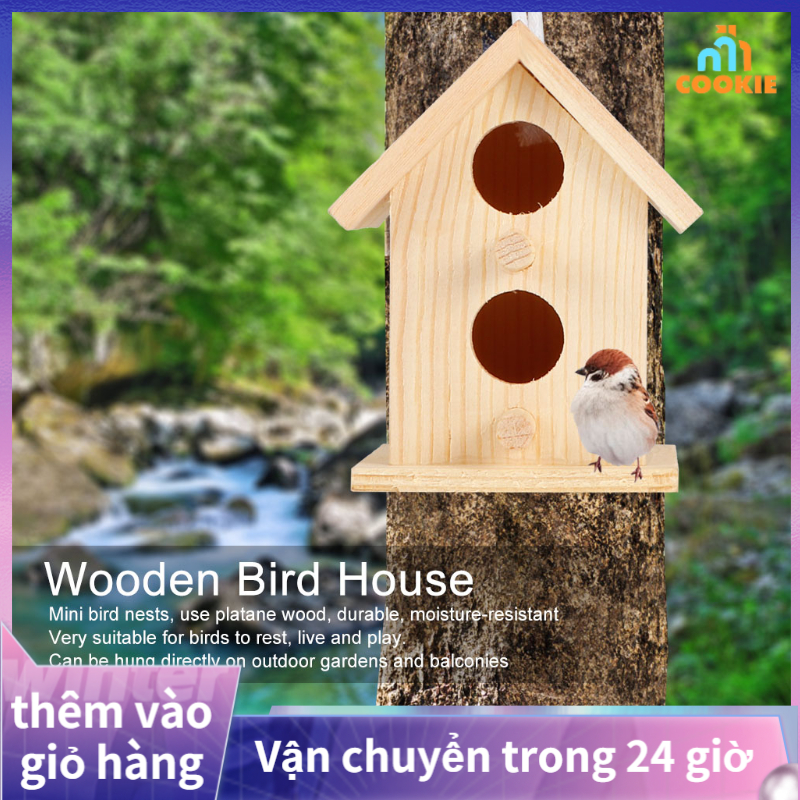 3Pcs Innovative Outdoor Wooden Bird House Nesting Cage Ornament For Garden De Dc
