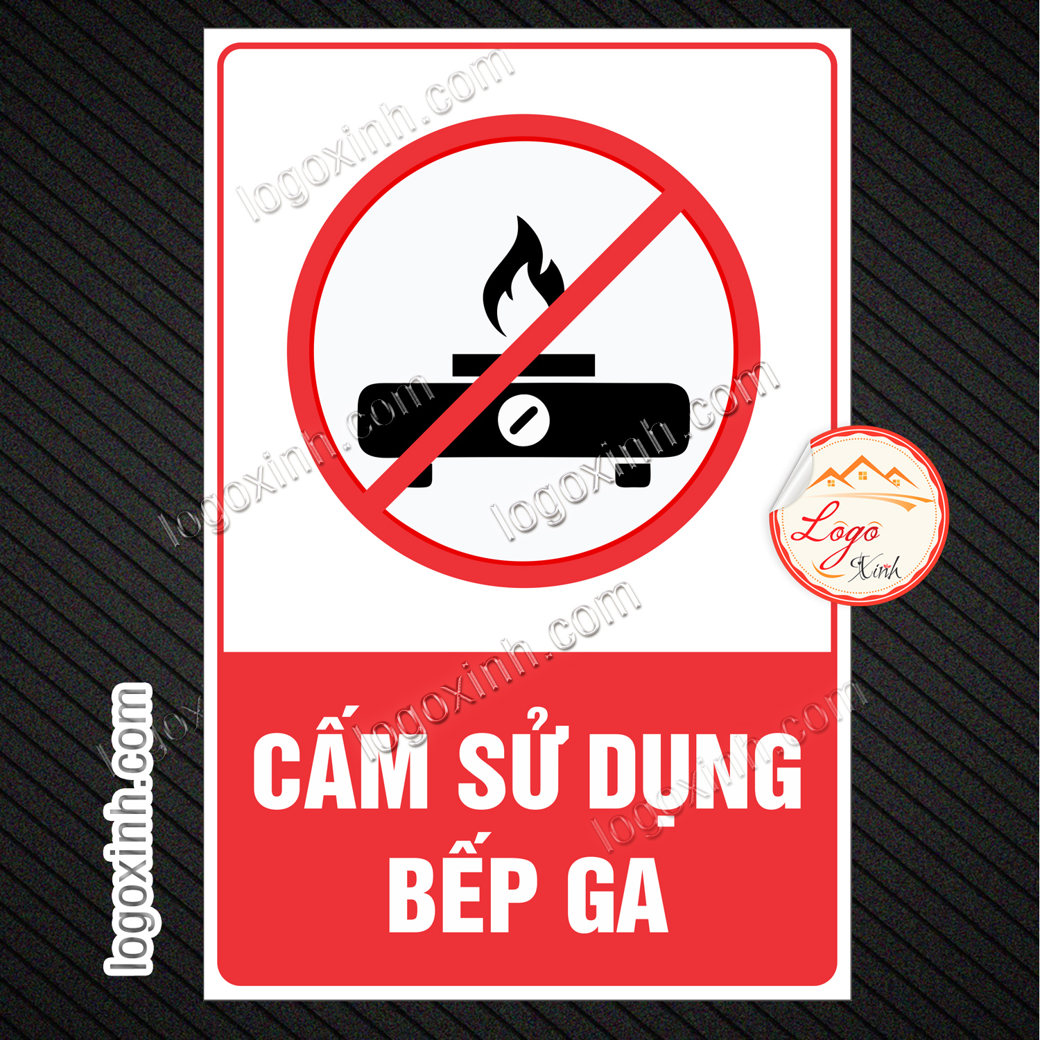 Tem decal dán cấm không được sử dụng bếp ga, cấm dùng bếp gas, không bật bếp tem bóc dán có keo sẵn chống nước